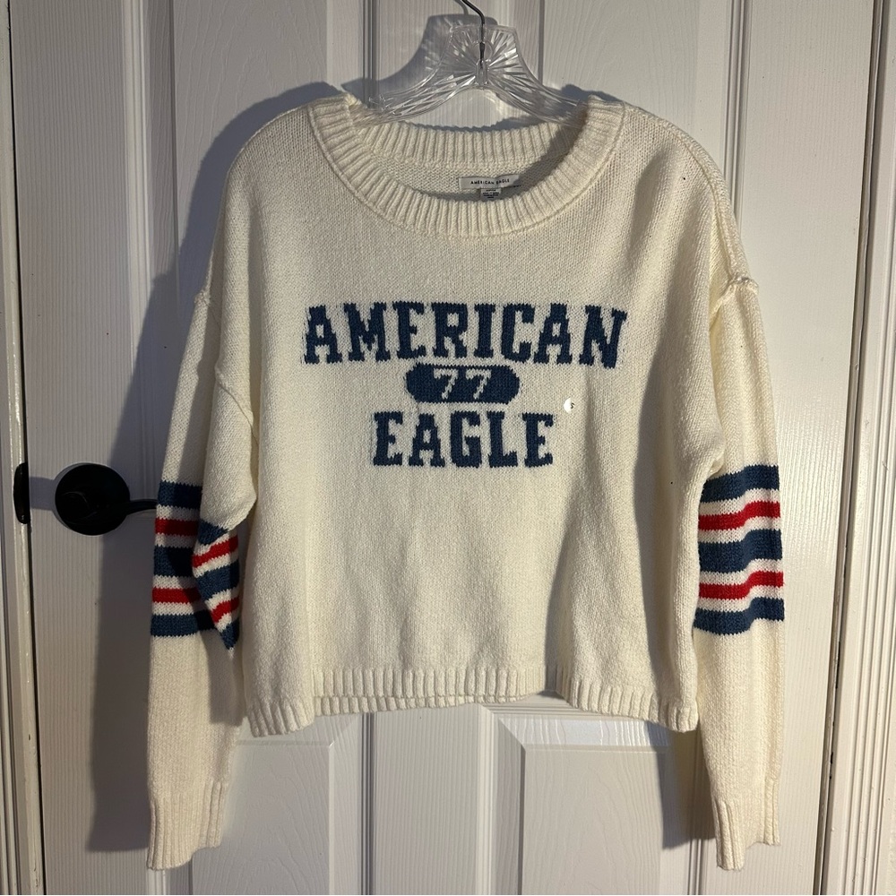 White knitted American Eagle Sweater